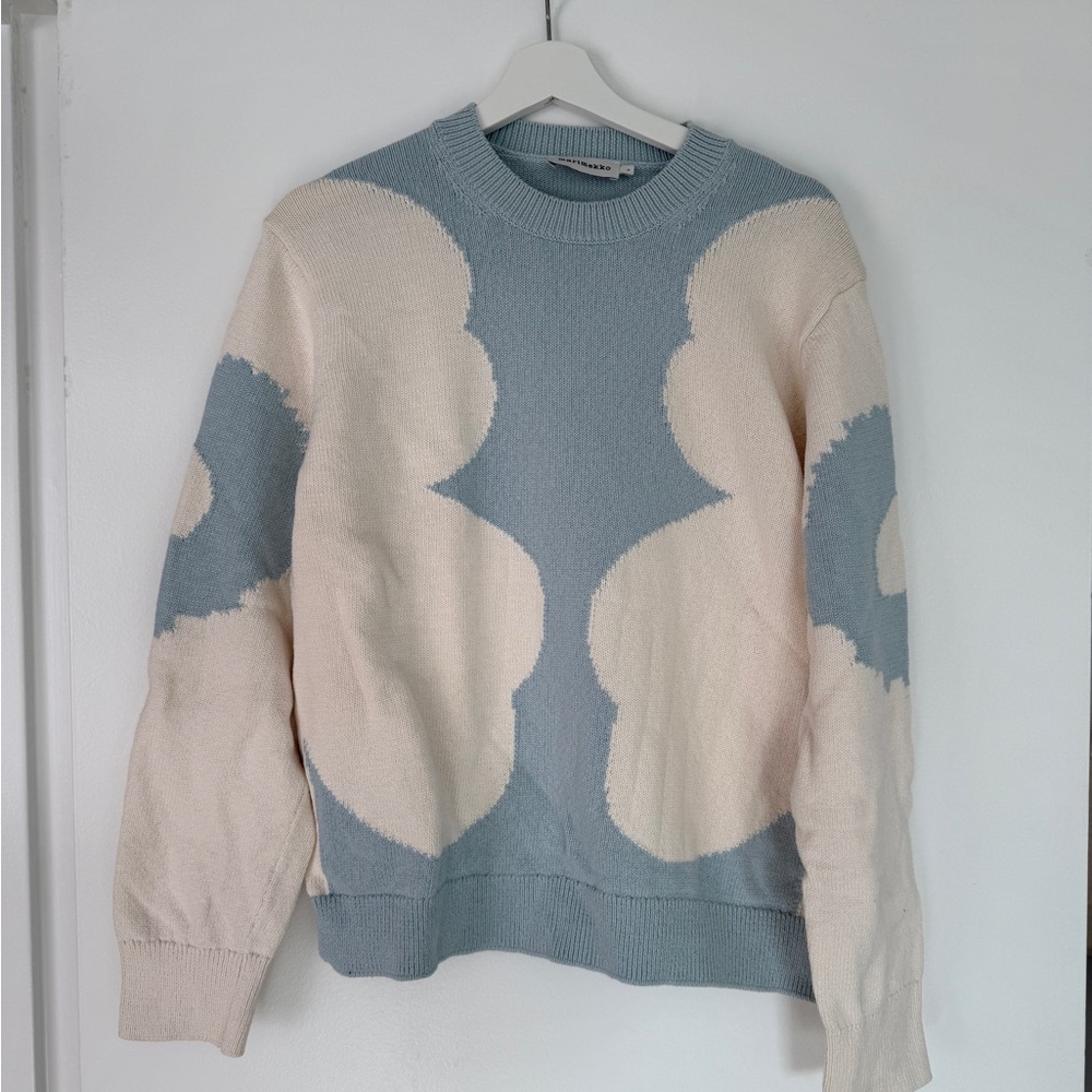 Marimekko Unikko Blue and Cream Women's Sweater
